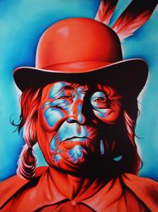 "Hatter" 40in x 30in, Airbrushed Acrylic & Oil on Linen