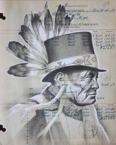 "Owl Creek Style" 11in x 14in, Graphite & Acrylic on Antique Ledger Paper