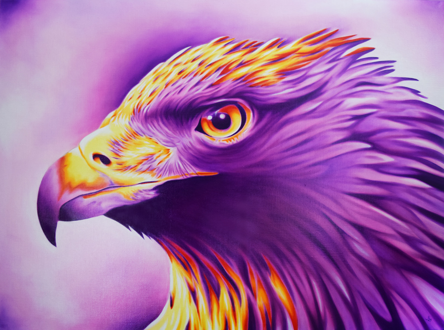 "Aquila" 30in x 40in, Airbrushed Acrylic & Oil on Linen
