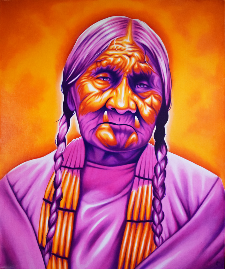 "Neiwoo- Grandma" 36in x 30in, Airbrushed Acrylic & Oil on Linen