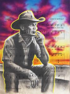 But Not Forgotten II, 12in x 9.25in, Airbrushed/Brushed Acrylic & Graphite on Antique Sheet Music