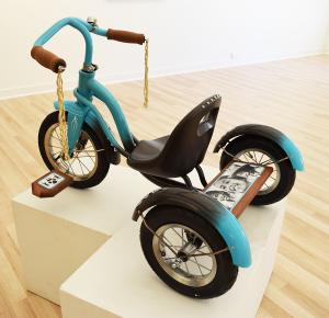 Dream Machine, 25in x 36in x 30in                                                                                                                                                                                                                                            Custom designed artwork, handmade pedals & steps, custom designed decals, hand twisted buckskin, custom enhanced seat, completely refinished and hand painted frame & fenders 