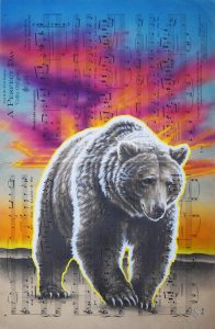Evening Stroll, 18in x12in, Airbrushed/Brushed Acrylic & Graphite on Antique 1929 Sheet Music