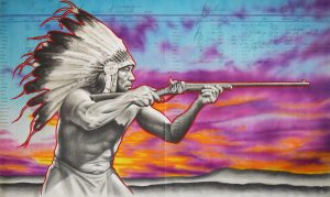 Shooting Sharp, 17in x 28in, Airbrushed/Brushed Acrylic & Graphite on Antique 1897 Ledger Paper