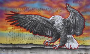 Strength of Spirit, 8in x 13in, Airbrushed/Brushed Acrylic & Graphite on Antique 1870 Ledger Paper